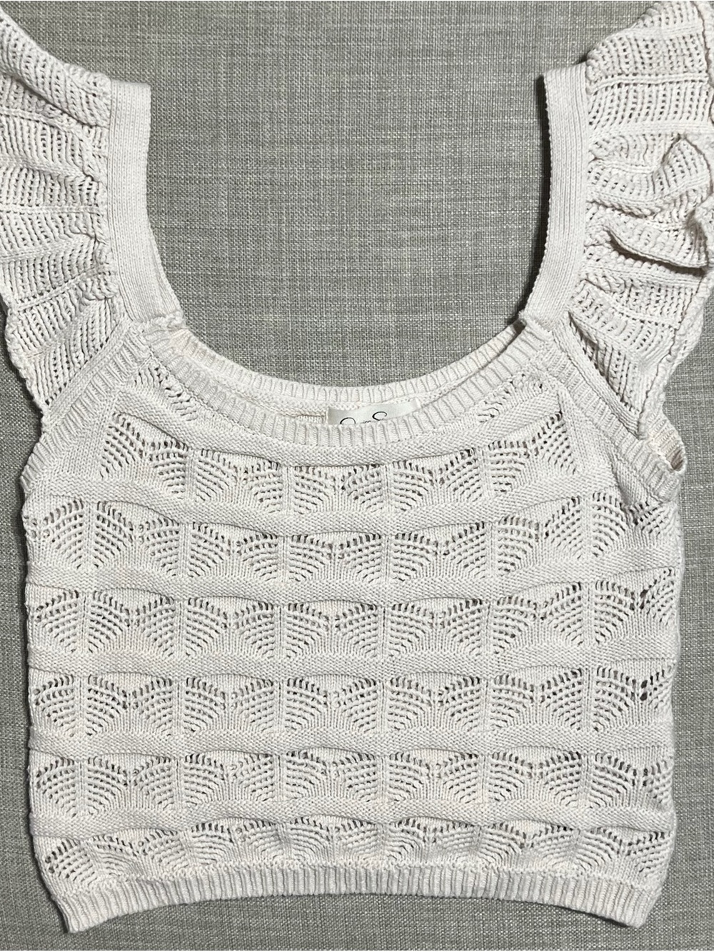 Jessica Simpson Cream Eyelet Knit Ruffle Tank